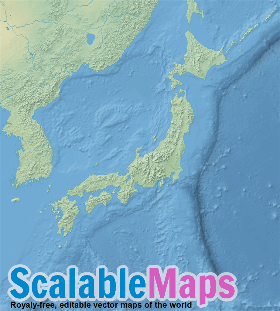 Scalablemaps Vector Map Of Japan Shaded Relief Theme Raster Only