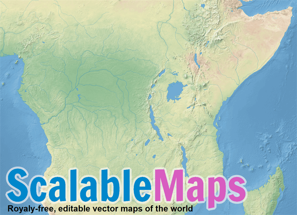 ScalableMaps Vector map of Central Africa (shaded relief theme