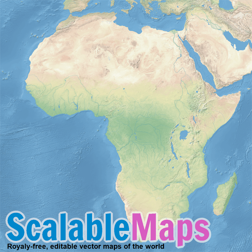 ScalableMaps: Vector map of Africa (shaded relief theme - raster only)