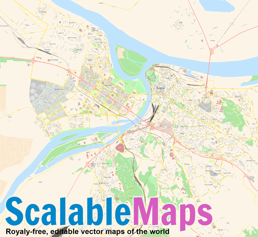 Scalablemaps: Vector Map Of Belgrade (colorful City Map Theme)