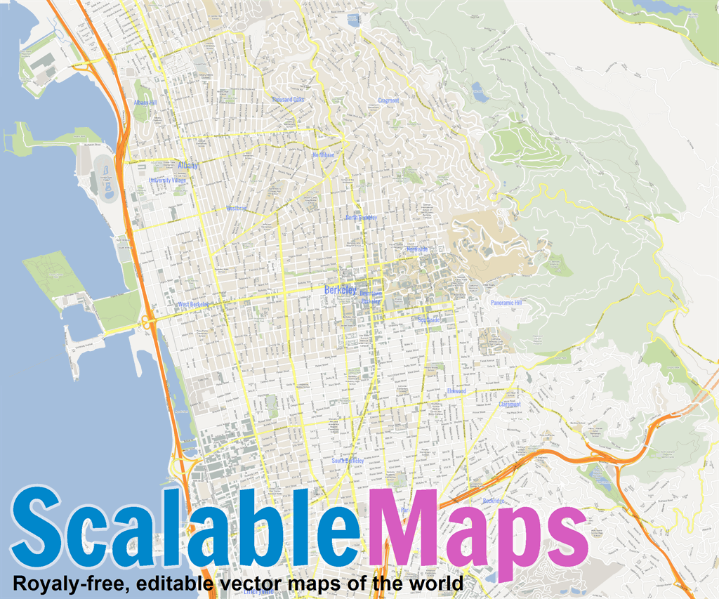 ScalableMaps Vector map of Berkeley (gmap city map theme)