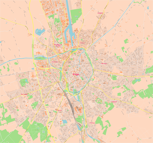 Editable map Bruges Brugge Belgium ai