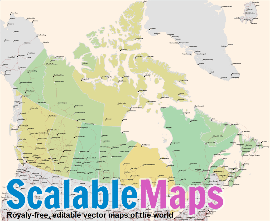 Scalablemaps Vector Map Of Canada Low Scale Road Network Theme