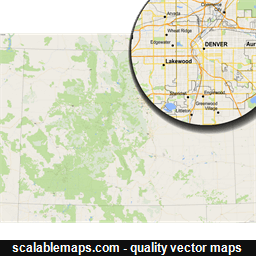 A detailed map of Colorado with major places, roads and county borders