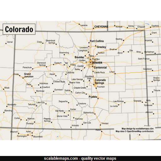 Scalablemaps Vector Map Of Colorado Gmap Smaller Scale Map Theme