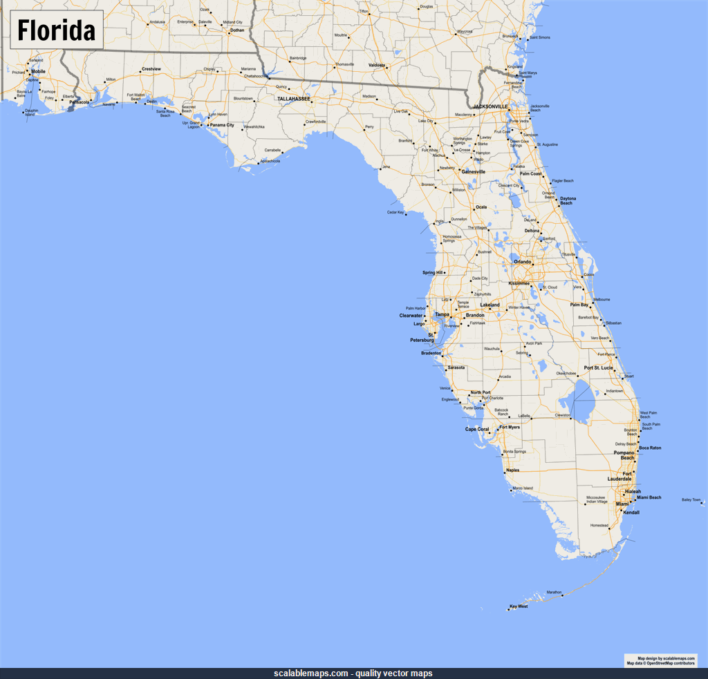 ScalableMaps: Vector map of Florida (gmap smaller scale map theme)