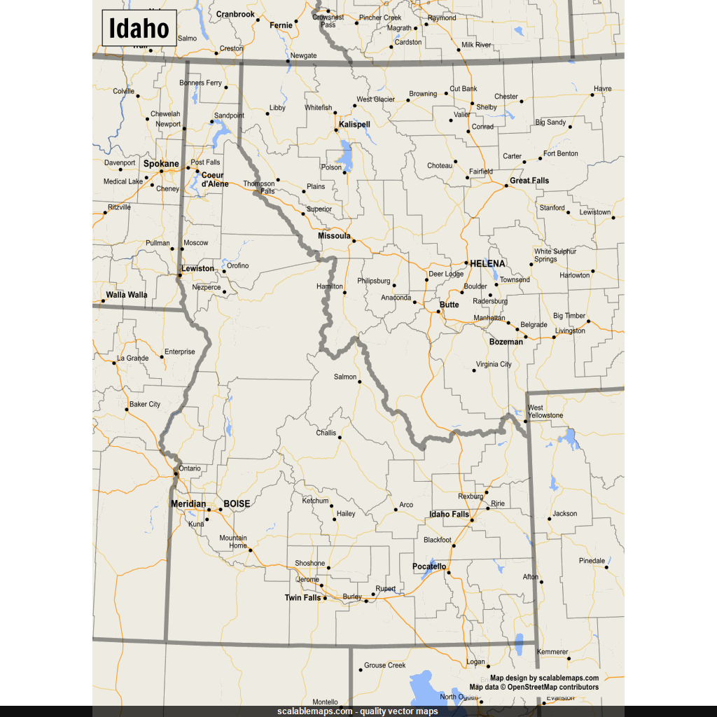 ScalableMaps: Vector map of Idaho (gmap smaller scale map theme)