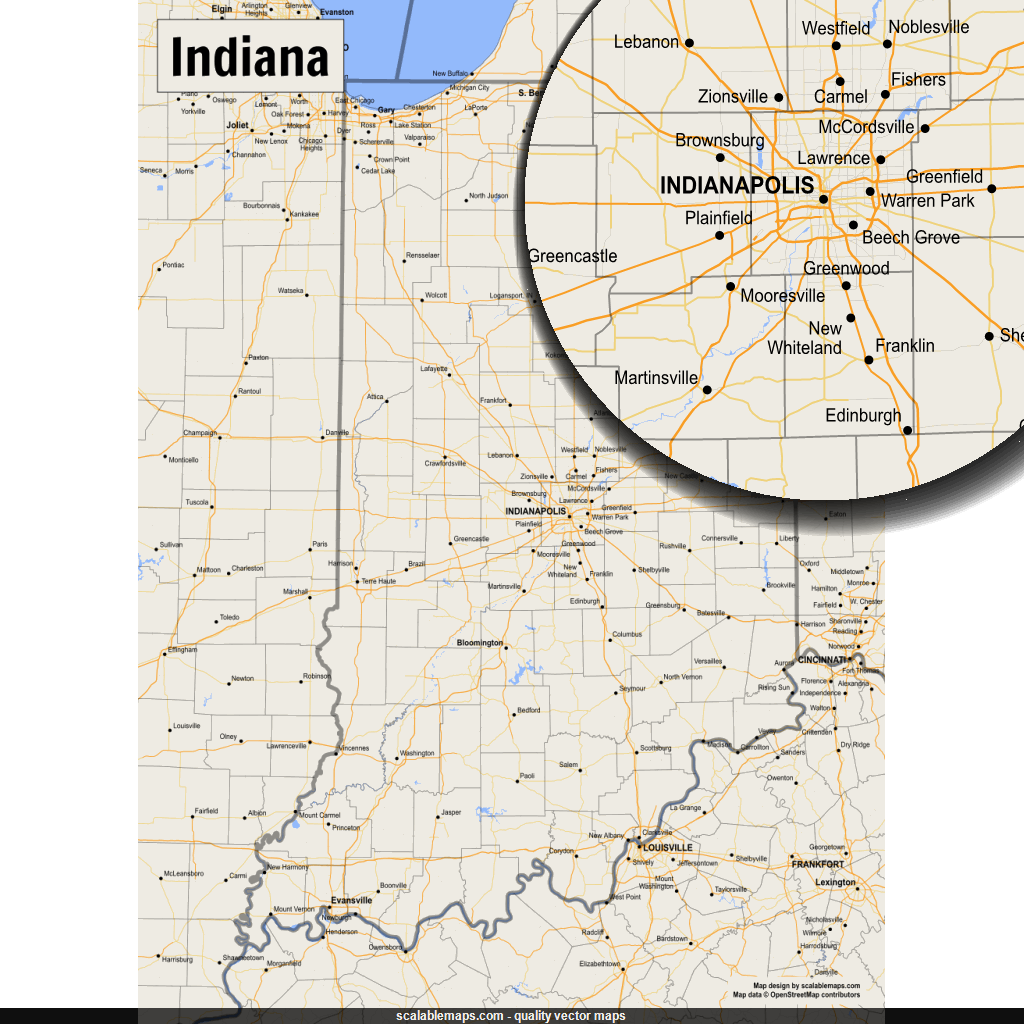 ScalableMaps: Vector map of Indiana (gmap smaller scale map theme)