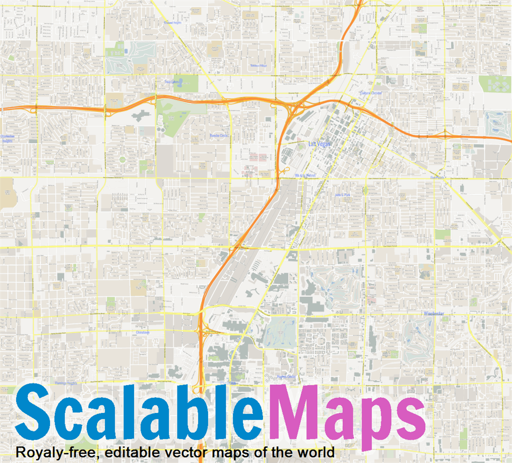 ScalableMaps: Vector map of Las Vegas (gmap city map theme)