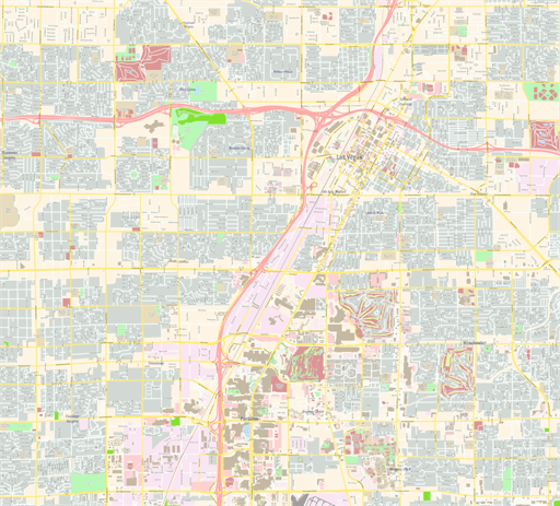 Las Vegas Downtown Map, Digital Vector