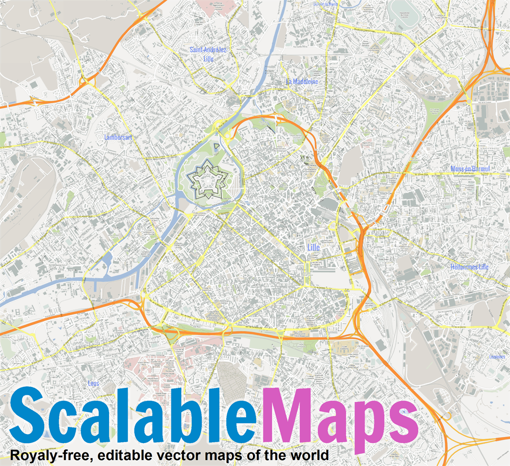 ScalableMaps: Vector map of Lille (center) (gmap city map ...