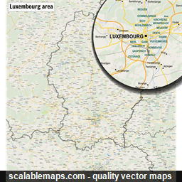 A map of Luxembourg with major places and roads