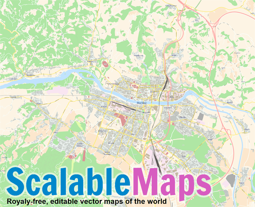 FREE vector map of Maribor (colorful city map theme)