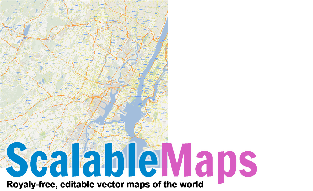ScalableMaps: Vector map of New York City (gmap metropolitan map theme)