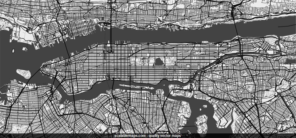 Scalablemaps Vector Map Of New York City Manhattan Black White No Labels Theme