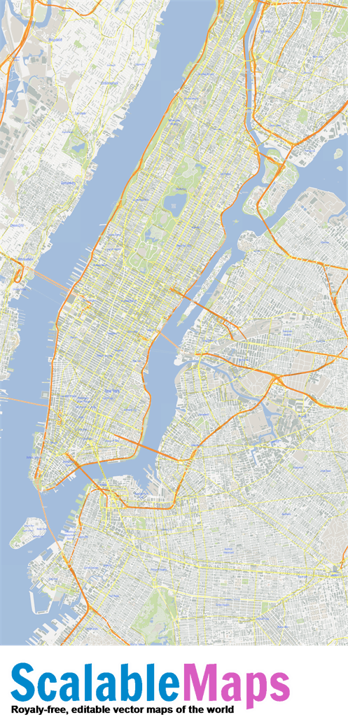 ScalableMaps: Vector map of New York City (Manhattan, Brookyln) (gmap ...