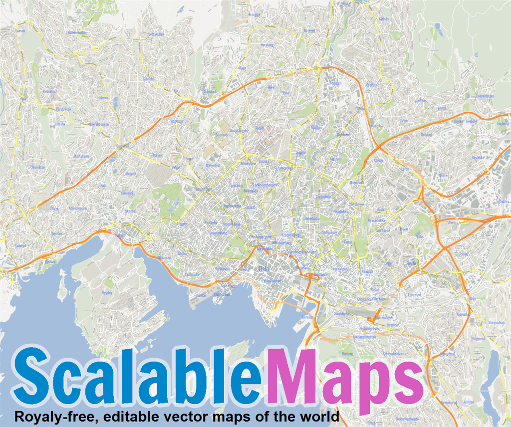 ScalableMaps: Vector map of Oslo (center) (gmap city map theme)