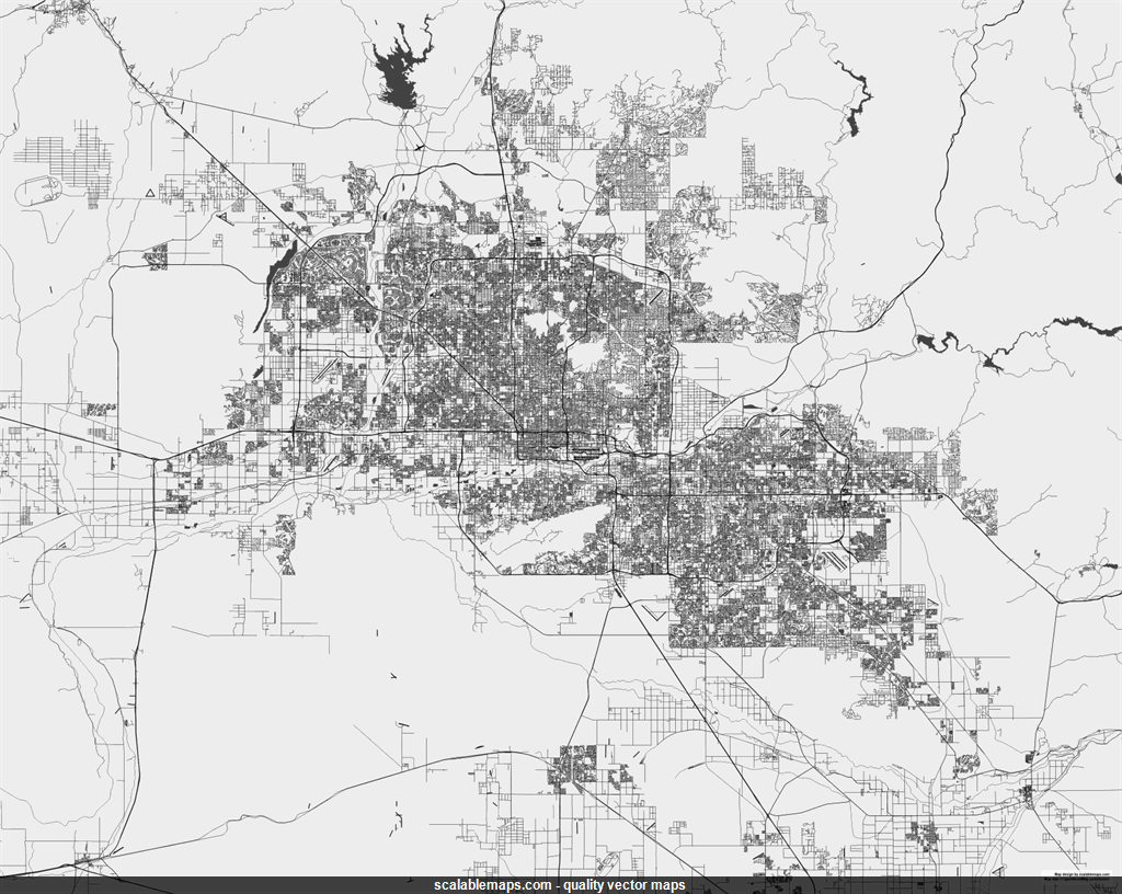 ScalableMaps: Vector map of Phoenix (black &amp; white, no labels theme)