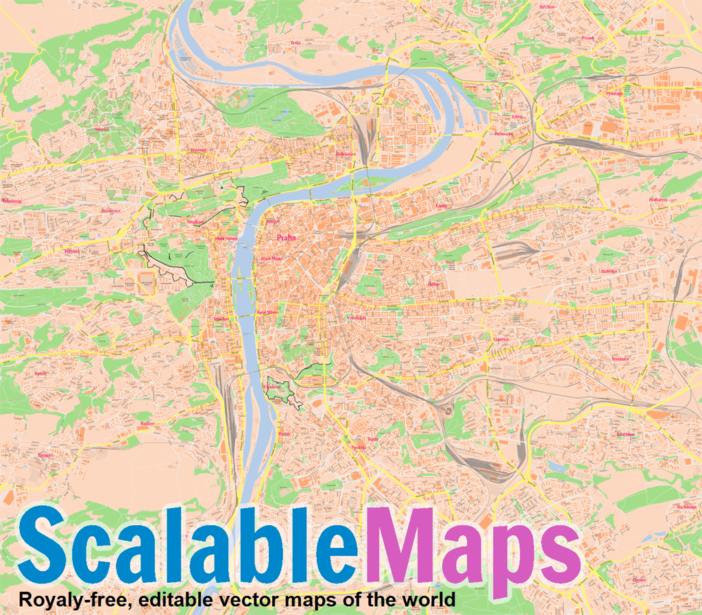 ScalableMaps: Vector map of Prague (center) (classicity city map theme)