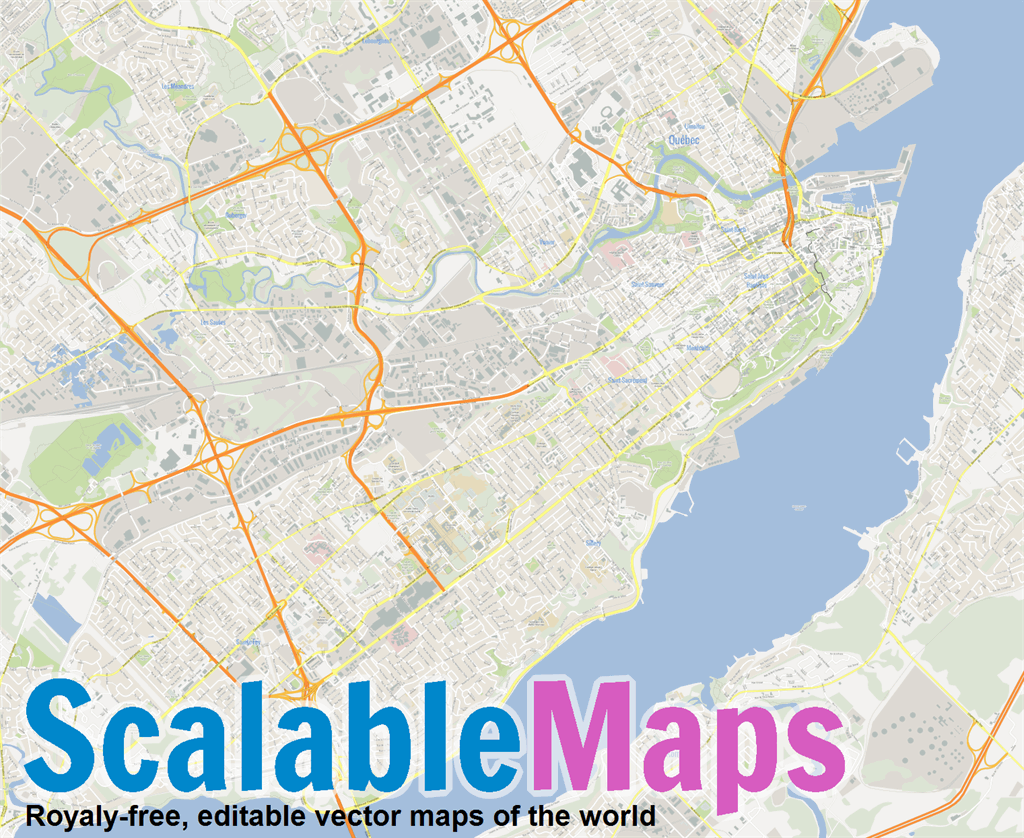 ScalableMaps Vector map of Quebec City (center) (gmap city map theme)