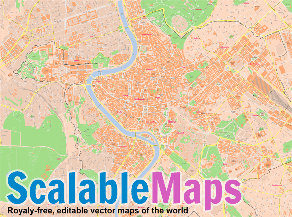 ScalableMaps: Vector map of Rome (classicity city map theme)