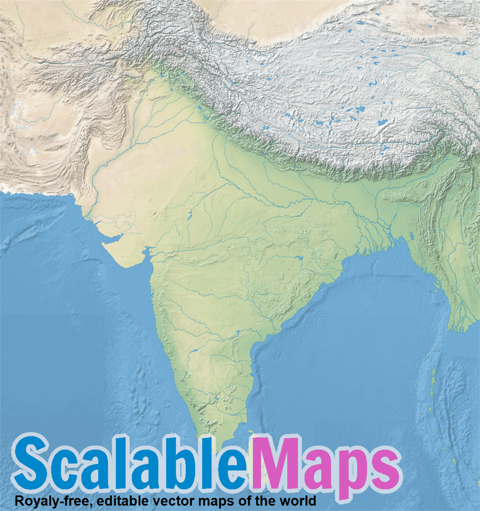 ScalableMaps: Vector map of South Asia (shaded relief theme - raster only) A Map Has A Scale Of 3 Cm 18 Km