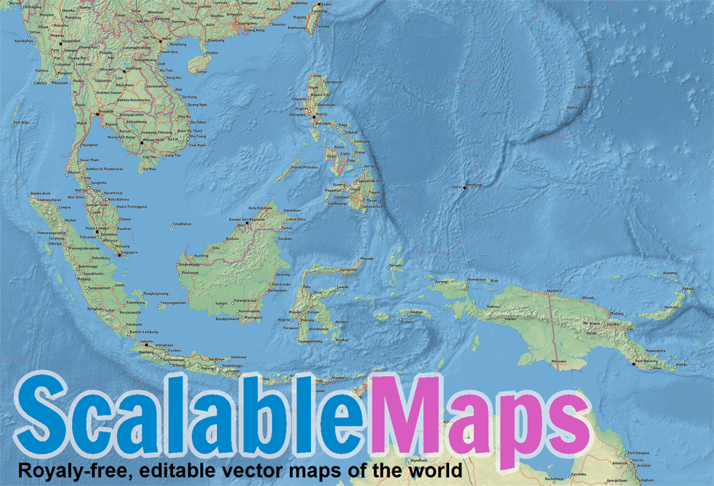 ScalableMaps Vector map of Southeast Asia (shaded relief (raster