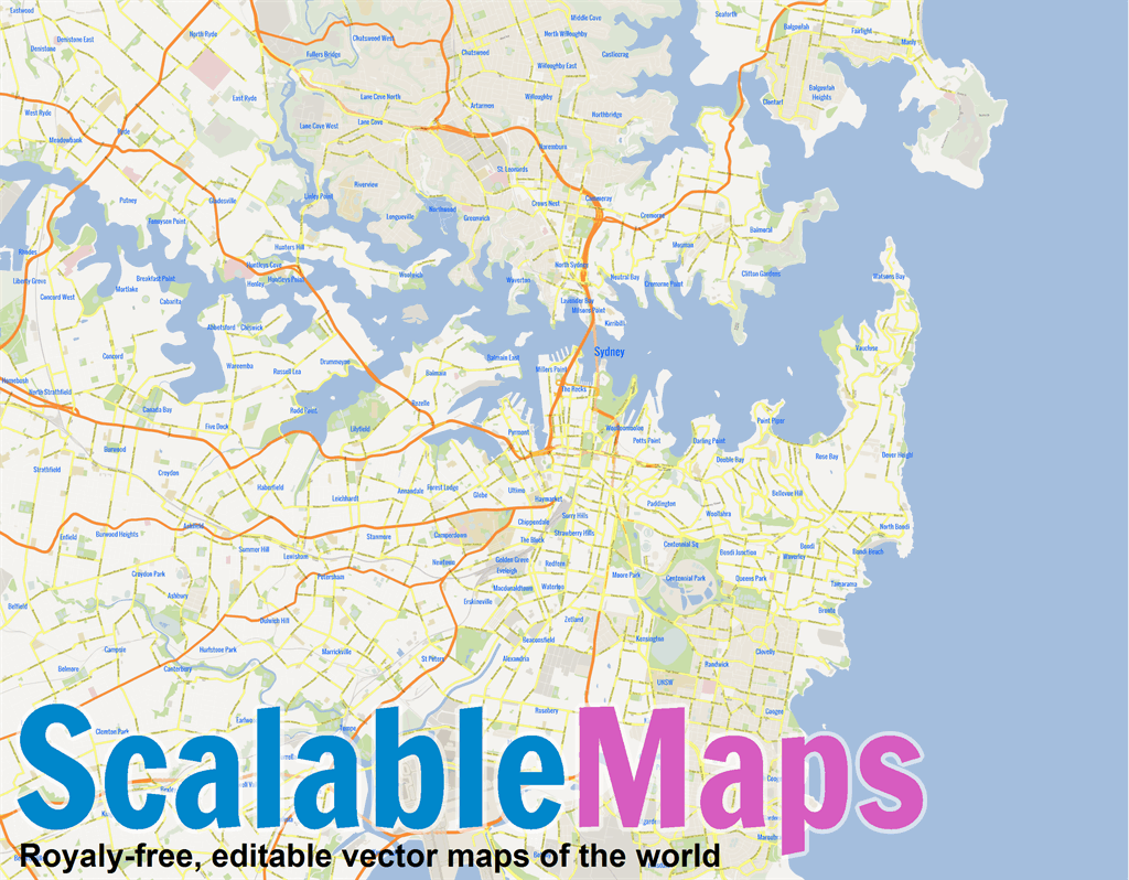 Scalablemaps Vector Map Of Sydney Gmap Regional Map Theme Map | Images ...