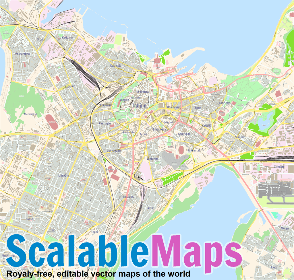 ScalableMaps: Vector map of Tallinn (center) (colorful city map theme)