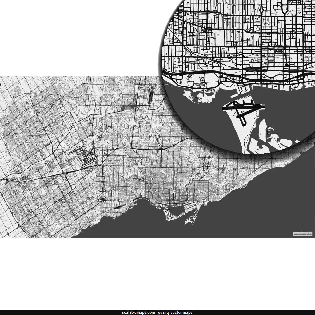 Scalablemaps Vector Map Of Toronto Black White No Labels Theme