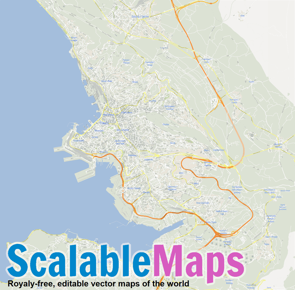 Scalablemaps vector map of trieste gmap city map theme 
